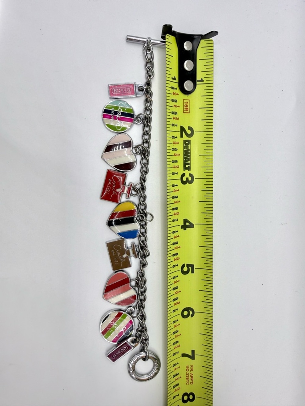 Coach Y2K Legacy Stripe Perfume Charm Bracelet Silver 2006 65th anniversary - Picture 7 of 10